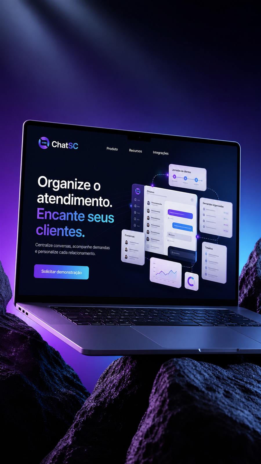 Notebook exibindo a plataforma ChatSC